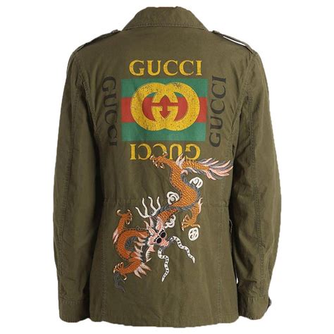 gucci logo insect patch embroidered padded field jacket|mr porter Gucci jacket.